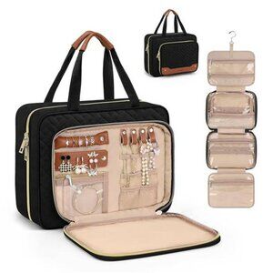 Hanging Toiletry Bag with Jewelry Organizer Waterproof Travel Makeup Storage